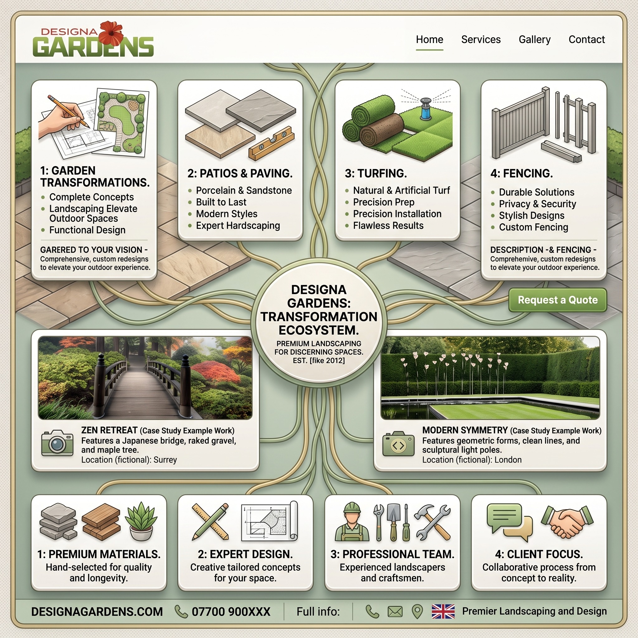 Designa Gardens website design preview